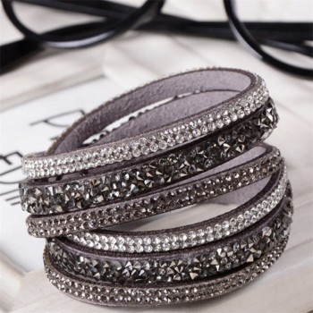 Kejialai 2018 Fashion Jewelry Women Wrap Crystal Bracelets Female Leather Charm Flannelette Stone Bracelet Rows Charm KJL009