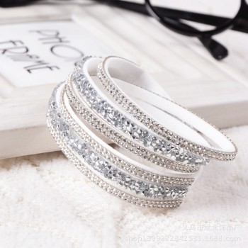 Kejialai 2018 Fashion Jewelry Women Wrap Crystal Bracelets Female Leather Charm Flannelette Stone Bracelet Rows Charm KJL009