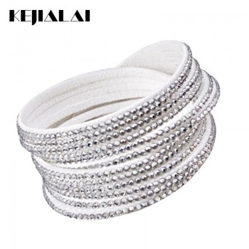 Kejialai 2018 Hot Sale Women Flannelette Stone Bracelet With Full Crystal Fashion Jewelry For Female Wrap Charm Bracelet KJL007