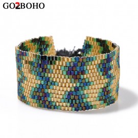 Go2boho Women Jewelry Cuff Bracelets Ethnic Friendship Seed Beads Woven Wide Bangles Tassel Rope Chain Bracelet Pulseras Mujer