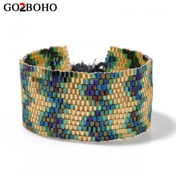 Go2boho Women Jewelry Cuff Bracelets Ethnic Friendship Seed Beads Woven Wide Bangles Tassel Rope Chain Bracelet Pulseras Mujer