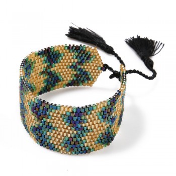 Go2boho Women Jewelry Cuff Bracelets Ethnic Friendship Seed Beads Woven Wide Bangles Tassel Rope Chain Bracelet Pulseras Mujer