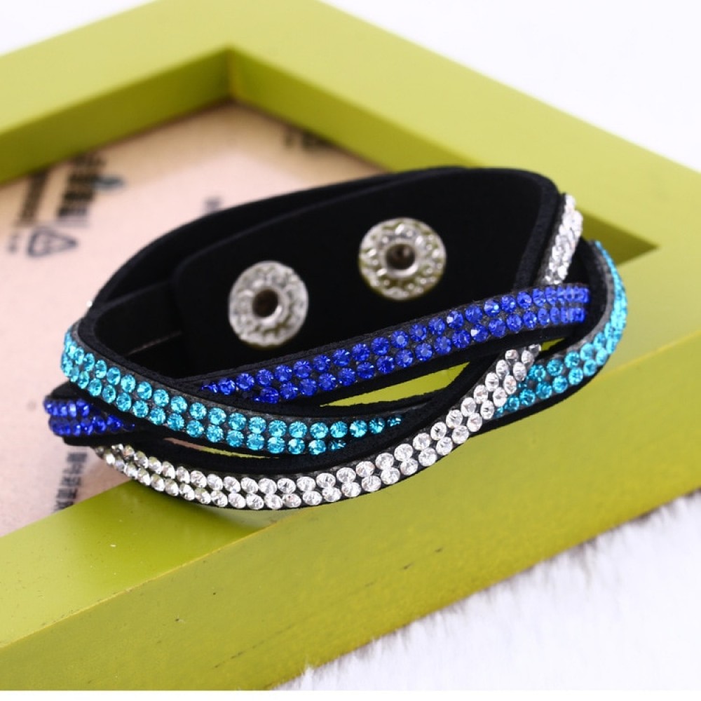 Europe hot selling multi row Velvet crystal bracelet Leather chakra Bracelet for women birthday Gifts pulseras hombre