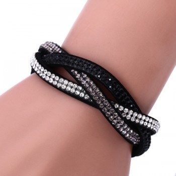 Europe hot selling multi row Velvet crystal bracelet Leather chakra Bracelet for women birthday Gifts pulseras hombre