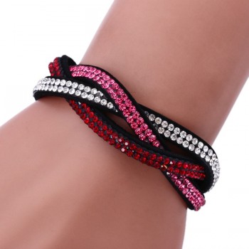 Europe hot selling multi row Velvet crystal bracelet Leather chakra Bracelet for women birthday Gifts pulseras hombre