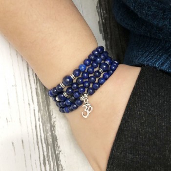 Handmade wrapped bracelet Jewelry Lapis Lazuli 108 Mala Necklace amp; Bracelet Meditation Gem-stone Ohm Prayer Beads Bracelet