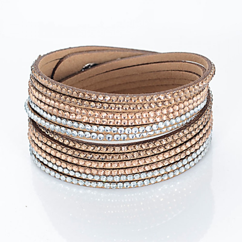 Double wrap leather multi layer bracelet crytal double wrap bracelets with bilingbling full crystal B1417