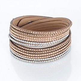 Double wrap leather multi layer bracelet crytal double wrap bracelets with bilingbling full crystal B1417