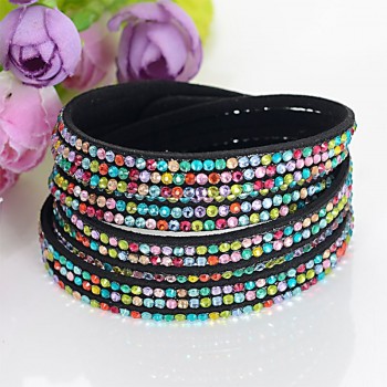 Double wrap leather multi layer bracelet crytal double wrap bracelets with bilingbling full crystal B1417