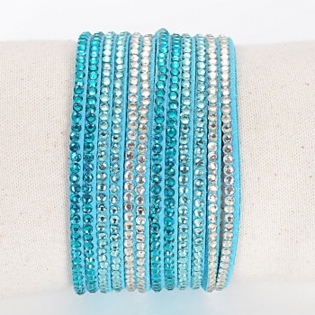 Double wrap leather multi layer bracelet crytal double wrap bracelets with bilingbling full crystal B1417