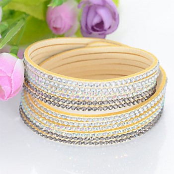 Double wrap leather multi layer bracelet crytal double wrap bracelets with bilingbling full crystal B1417