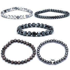 2018 Brand New Fashion Pave Men Bracelet 8mm Stone Beads With Hematite Bead Diy Love Heart Charm Bracelet For Men Jewelry Gifts