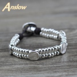 Anslow Brand Top Quality Design Strand Handmade DIY Charm Bijoux Round Square Beads Bracelets For Women Lady Female  LOW0728LB