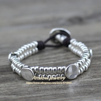 Anslow Brand Top Quality Design Strand Handmade DIY Charm Bijoux Round Square Beads Bracelets For Women Lady Female  LOW0728LB