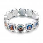 New Popular Jesus Cross Virgin Mary Saint Round Golden amp; Silver Bracelet INRI Crucifix Jesus Cross Bracelet Style Random Color