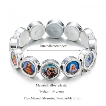 New Popular Jesus Cross Virgin Mary Saint Round Golden amp; Silver Bracelet INRI Crucifix Jesus Cross Bracelet Style Random Color