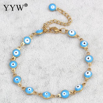 YYW Punk Women Evil Eye Jewelry Bracelet Vintage Gold-color Colorful Enamel Religious Turkish Evil Eye Charm Wristband Bracelets