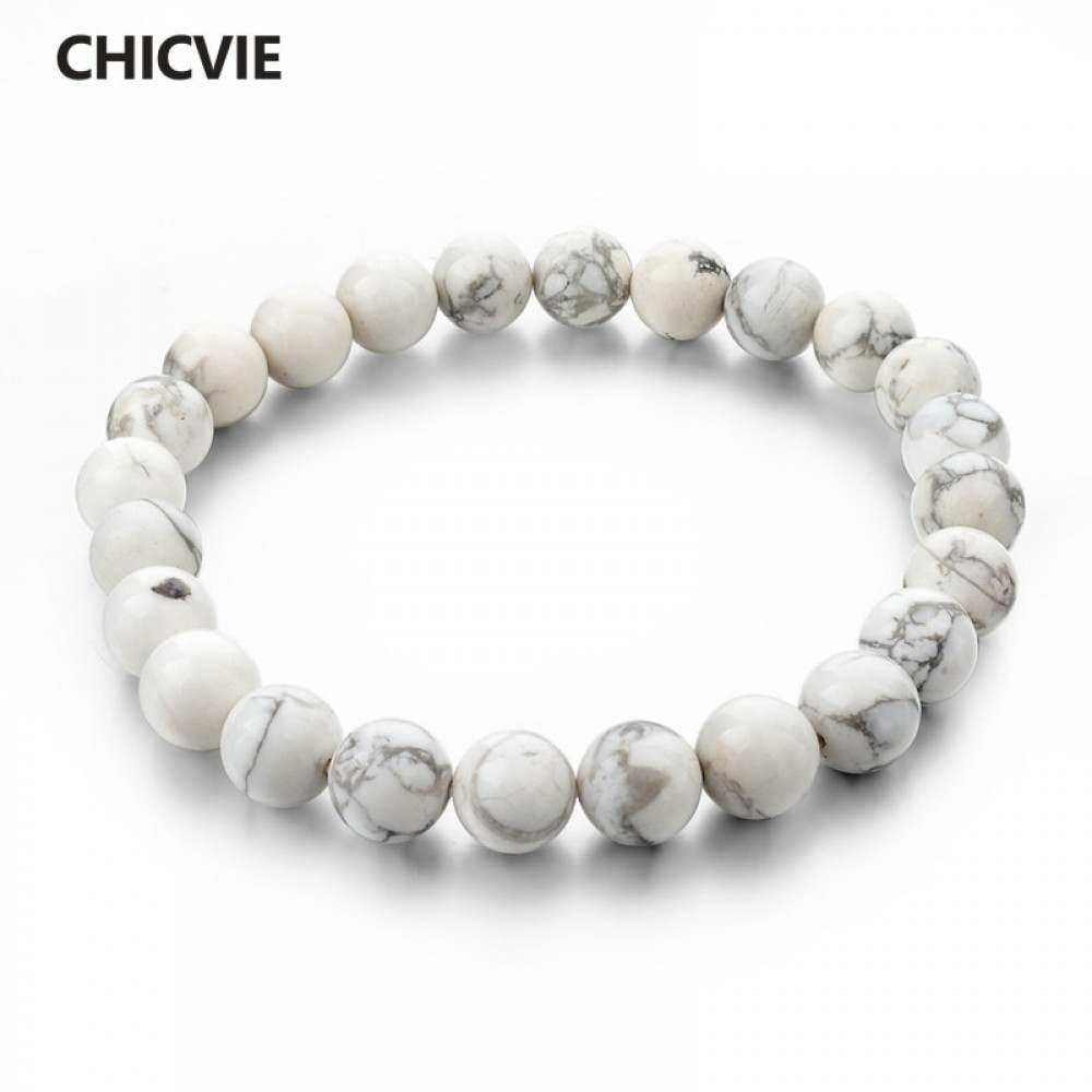 CHICVIE Natural Stone Strand Femme Bracelets With Stones Casual Men Jewelry White Beads DIY Bracelets amp; Bangles for Women 2018