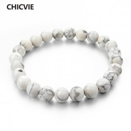 CHICVIE Natural Stone Strand Femme Bracelets With Stones Casual Men Jewelry White Beads DIY Bracelets amp; Bangles for Women 2018