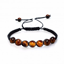 New Fashion Natural Stone Yoga Bracelet  8mm Tiger Eye Lapis Lazuli Purple Quartz Beaded Handmade Rope Bracelets For Women Men