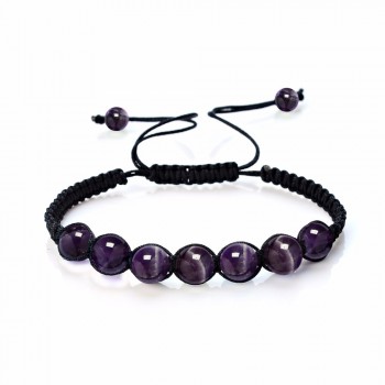 New Fashion Natural Stone Yoga Bracelet  8mm Tiger Eye Lapis Lazuli Purple Quartz Beaded Handmade Rope Bracelets For Women Men