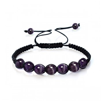 New Fashion Natural Stone Yoga Bracelet  8mm Tiger Eye Lapis Lazuli Purple Quartz Beaded Handmade Rope Bracelets For Women Men