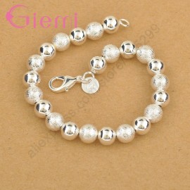 Hot Classic Elegant 925 Sterling Silver Beads Bracelet Bangles For Women Pretty wedding Jewelry Birthday Anniversary Gift