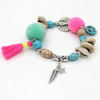 VONNOR Jewelry Women Bracelets Bohemian Beads Shells Tassel Alloy Pendant Strand Bracelets Friendship Female Girls Accessories