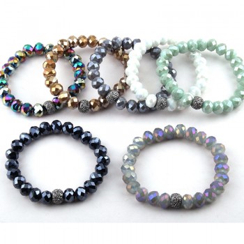 Free Shipping Energy Bracelets Made Beautiful Mix Color Glass Bracelet 10mm 10pc different color/lot
