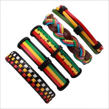 3-6pcs/set Fashion Men Leather Bracelets Leather Rope Weave Bracelet Classic Wax Line Adjustable Hand Bracelet Male Jewelry