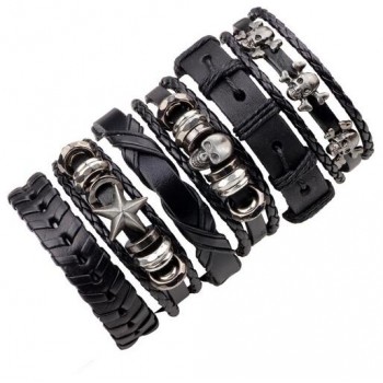 3-6pcs/set Fashion Men Leather Bracelets Leather Rope Weave Bracelet Classic Wax Line Adjustable Hand Bracelet Male Jewelry