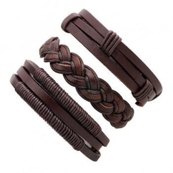 3-6pcs/set Fashion Men Leather Bracelets Leather Rope Weave Bracelet Classic Wax Line Adjustable Hand Bracelet Male Jewelry