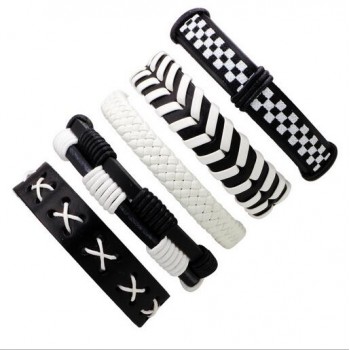 3-6pcs/set Fashion Men Leather Bracelets Leather Rope Weave Bracelet Classic Wax Line Adjustable Hand Bracelet Male Jewelry