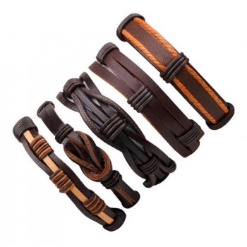 3-6pcs/set Fashion Men Leather Bracelets Leather Rope Weave Bracelet Classic Wax Line Adjustable Hand Bracelet Male Jewelry