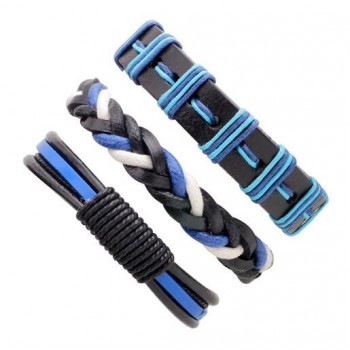 3-6pcs/set Fashion Men Leather Bracelets Leather Rope Weave Bracelet Classic Wax Line Adjustable Hand Bracelet Male Jewelry
