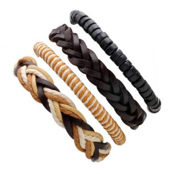3-6pcs/set Fashion Men Leather Bracelets Leather Rope Weave Bracelet Classic Wax Line Adjustable Hand Bracelet Male Jewelry