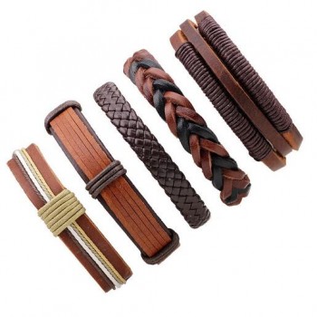 3-6pcs/set Fashion Men Leather Bracelets Leather Rope Weave Bracelet Classic Wax Line Adjustable Hand Bracelet Male Jewelry