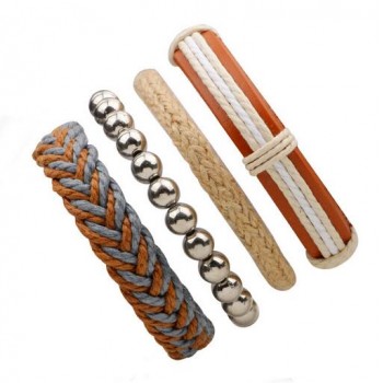 3-6pcs/set Fashion Men Leather Bracelets Leather Rope Weave Bracelet Classic Wax Line Adjustable Hand Bracelet Male Jewelry