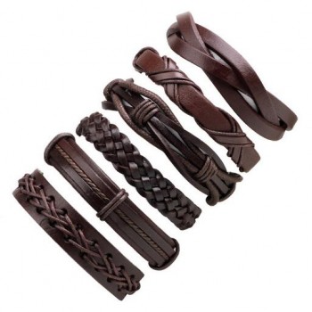 3-6pcs/set Fashion Men Leather Bracelets Leather Rope Weave Bracelet Classic Wax Line Adjustable Hand Bracelet Male Jewelry