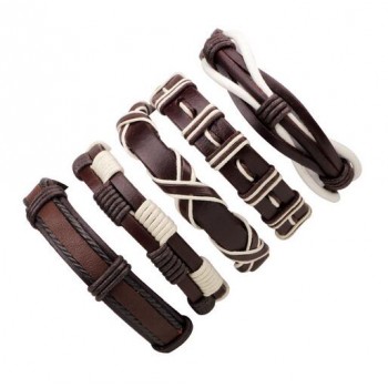 3-6pcs/set Fashion Men Leather Bracelets Leather Rope Weave Bracelet Classic Wax Line Adjustable Hand Bracelet Male Jewelry