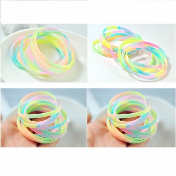Wholesale 100pcs silicone bracelets Luminous shine glow in the dark fashion womens female party wristband bangle lots bulk