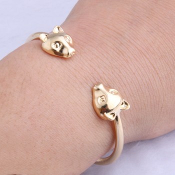NeeFuWoFu Leopard Head Bracelets Bangles For Woman Leopard Open Gradient Metal Manual National Wind Charm Jewelry Gift