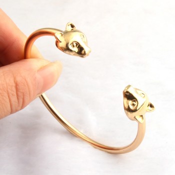 NeeFuWoFu Leopard Head Bracelets Bangles For Woman Leopard Open Gradient Metal Manual National Wind Charm Jewelry Gift