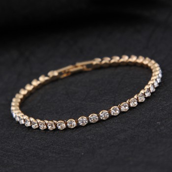 2018 New Luxury Shiny Austria Crystal Tennis Bracelets For Women Silver Gold Color Bangle Collier Femme Bridal Wedding Jewelry