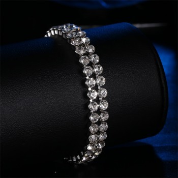 2018 New Luxury Shiny Austria Crystal Tennis Bracelets For Women Silver Gold Color Bangle Collier Femme Bridal Wedding Jewelry