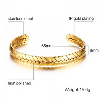 Men Cuff Bracelets Bangles Stainless Steel Indent Gold Silver color Unique Jewelry pulseira masculina braslet Accessories