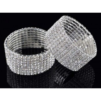 Fashion 4/5/8 Rows Full Crystal Rhinestone Elastic Bracelet Silver Golden Bangle Bling Wristband Women Wedding Bridal Jewelry
