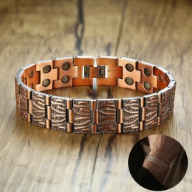 Stylish Gents Copper Style Link Stainless Steel Magnetic Bracelet for Men Heavy Double Row Magnetic Therapy Bracelets Jewelry