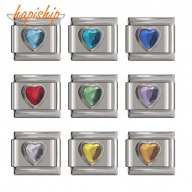 Hapiship Italian Charm 9mm Width Original Daisy Heart Charm Fit Bracelet Stainless Steel Jewelry Making DJ33