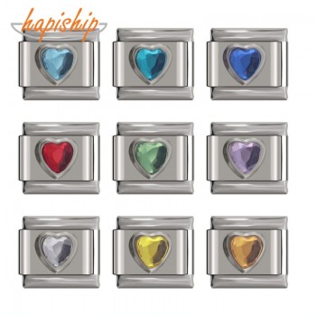 Hapiship Italian Charm 9mm Width Original Daisy Heart Charm Fit Bracelet Stainless Steel Jewelry Making DJ33